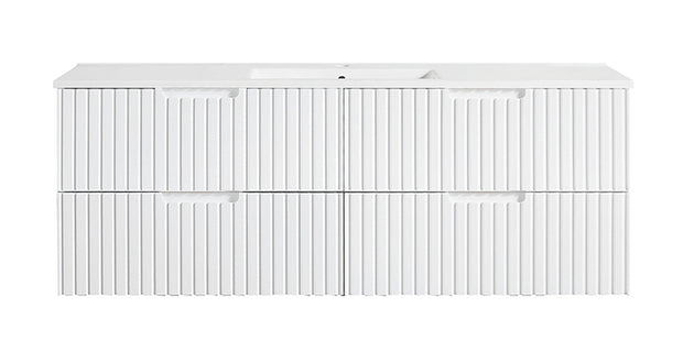 Elena 1500mm Single Bowl Matt White Wall Hung Vanity