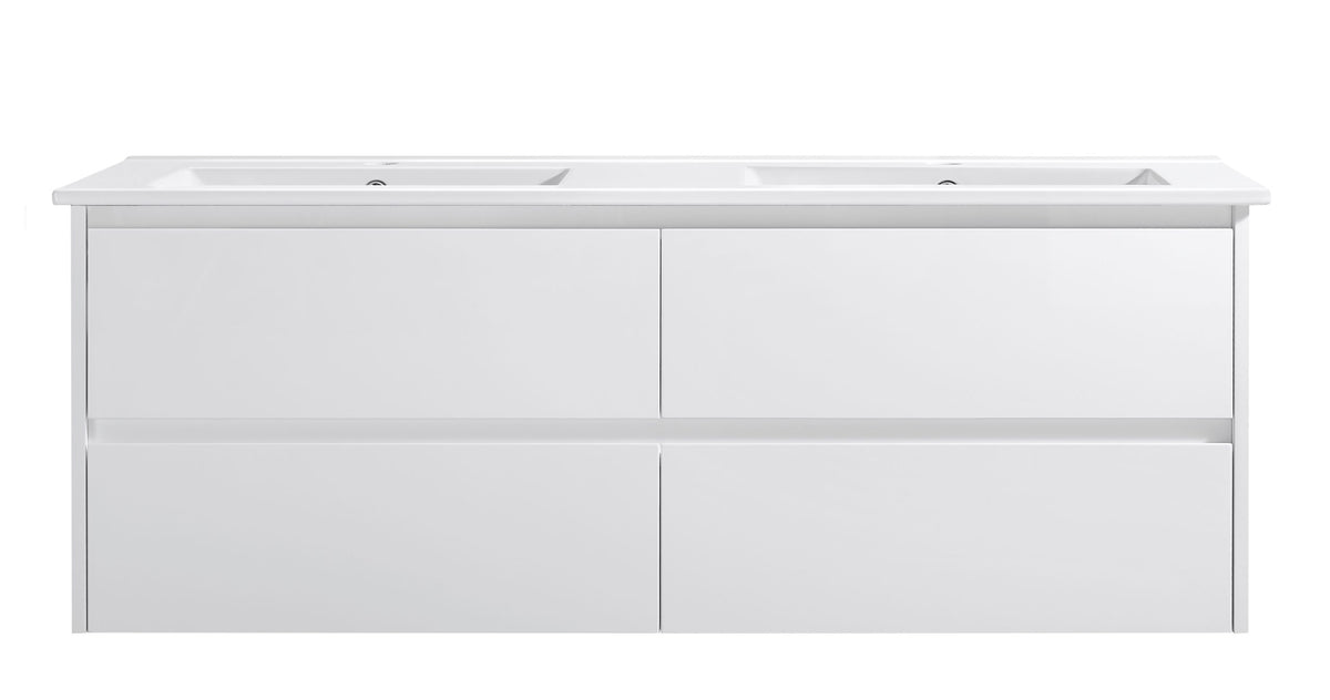 Yoko 1500mm Single Bowl Gloss White Wall Hung Vanity