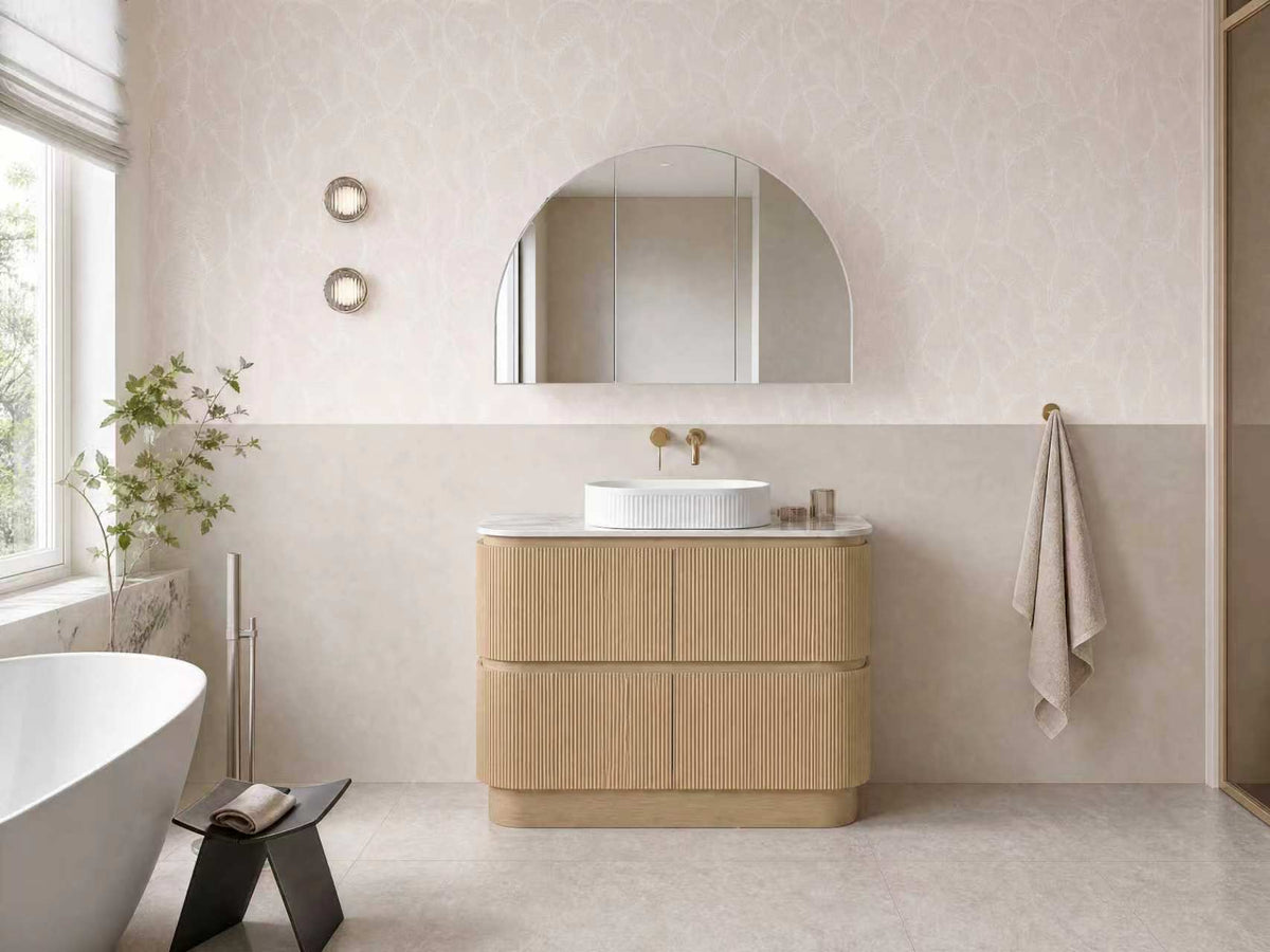 Kingsley 1500mm Double Bowl Coastal Oak Floor Standing Vanity