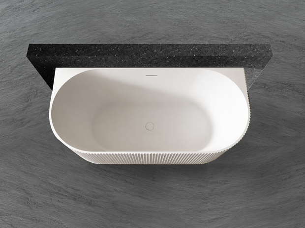 Kira 1500mm Gloss White Back to Wall Bath