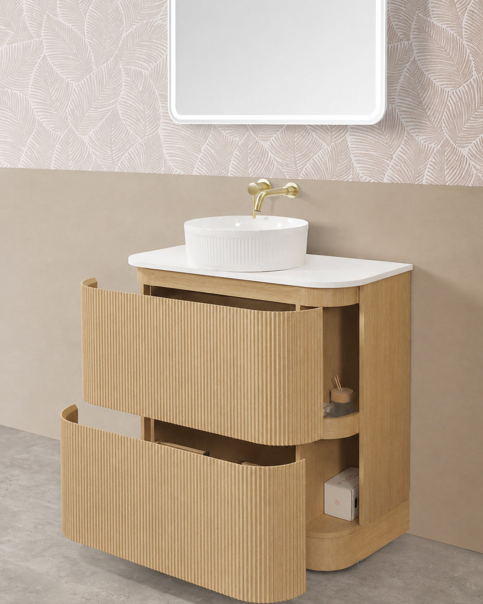Kingsley 1500mm Double Bowl Coastal Oak Floor Standing Vanity