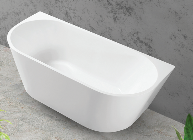 Hannah 1700mm Gloss White Back to Wall Bath