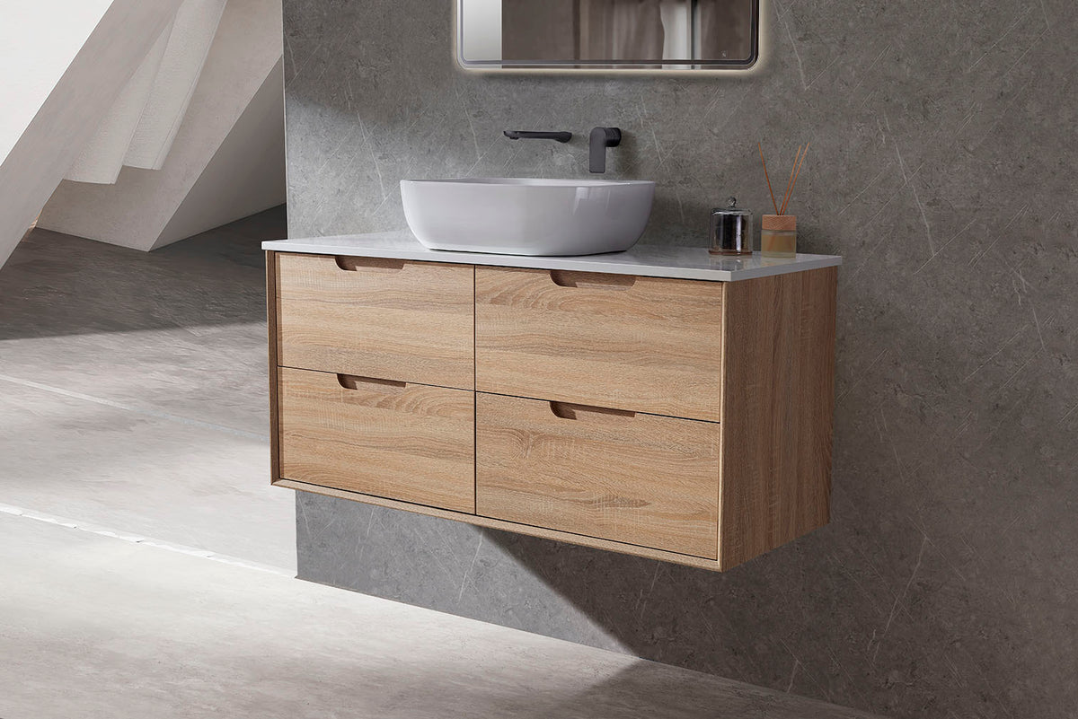 Mina 1500mm Single Bowl Prime Oak Wall Hung Vanity