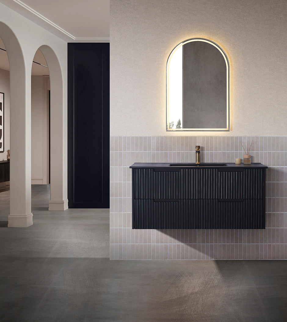 Elena 1500mm Double Bowl Matt Black Wall Hung Vanity