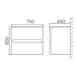 Zenmo Bella Wall Hung Vanity 750mm line drawing