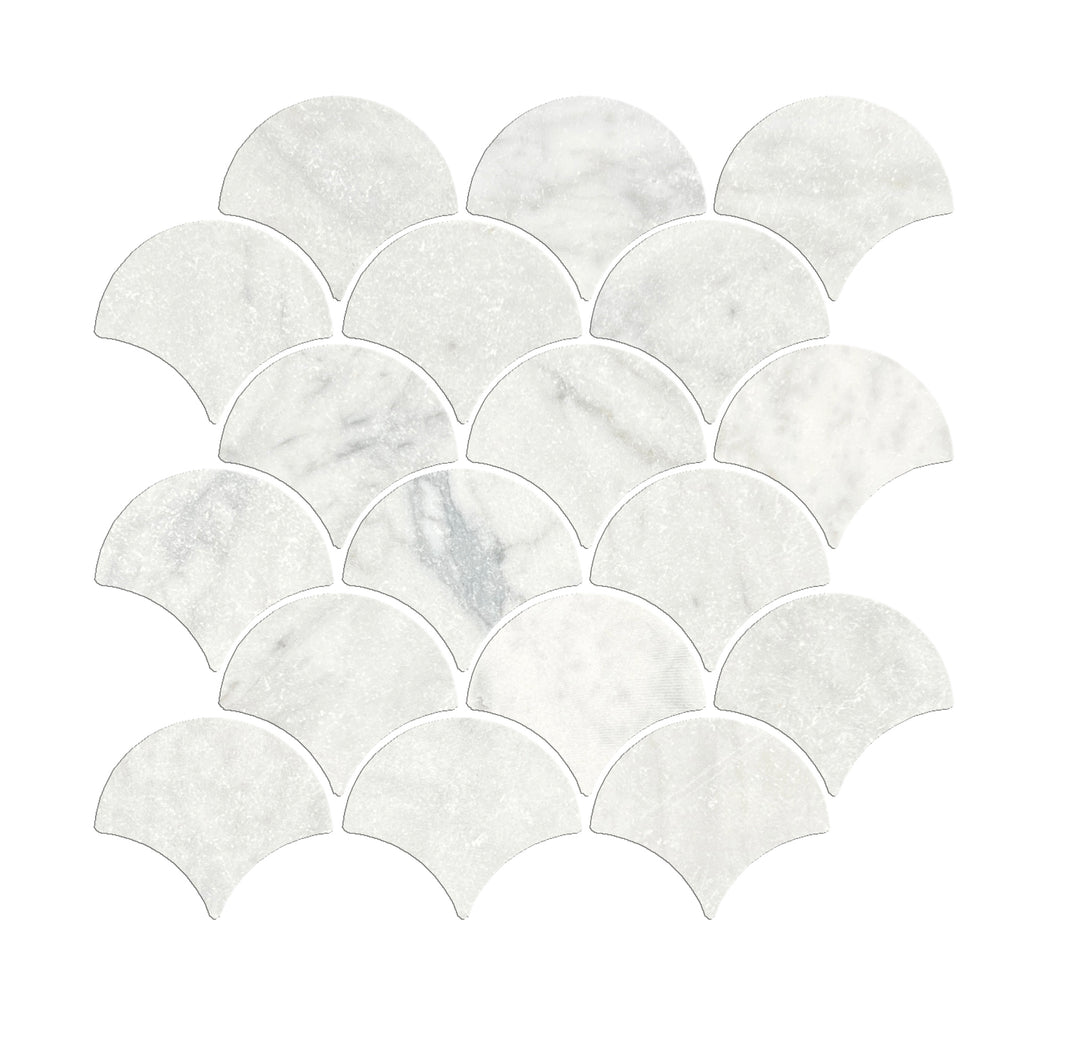 FISHSCALE CARRARA HONED CHIP SIZE 69X78X7MM SHEET SIZE 235X225x7 - FISHSCALE CARRARA HONED -18