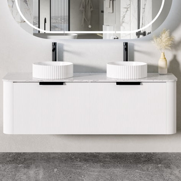 Zenmo Piaza Wall Hung Vanity 1500mm Calacatta Look Stone Top (basin not included)