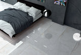 Stone Cement White Concrete Look Porcelain Tiles in a room setting