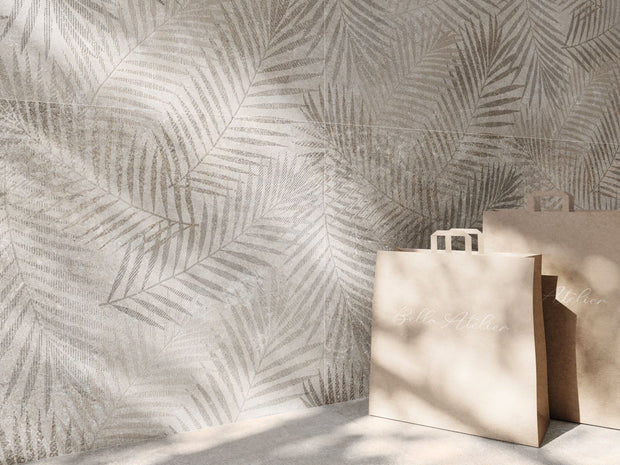 Bella Stone Greige Decor Matt Stone Look Porcelain Tiles in a room setting