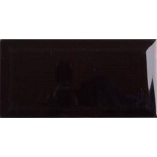 Bevelled Subway Black Gloss Ceramic Tiles tile