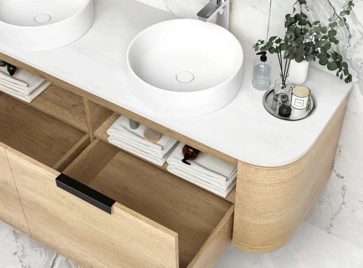 BONDI NATURAL OAK 1500X460 CURVE VANITY BO1500NST-CA-12TH