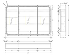 Navona Carysil Grand Rounded Rectangle LED Shaving Cabinet 1200 x 800mm technical drawing
