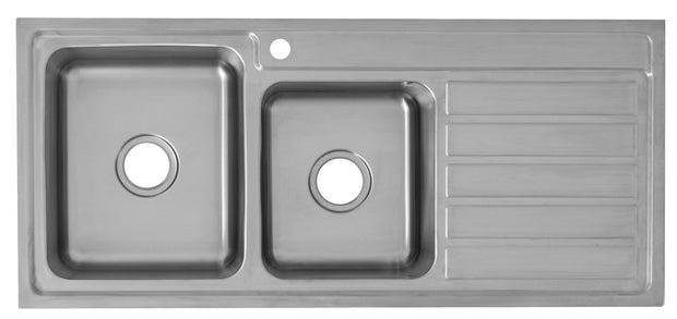 Ikon Seto 1 and 3/4 Bowl Single Drainer Sink 1160mm Left Hand Bowl in Stainless Steel