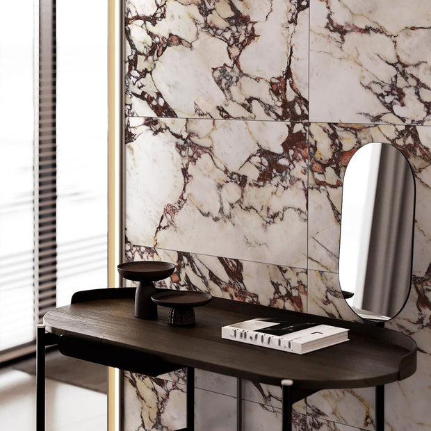 Wonderland Calacatta Viola Marble Look Porcelain Tiles in a room setting