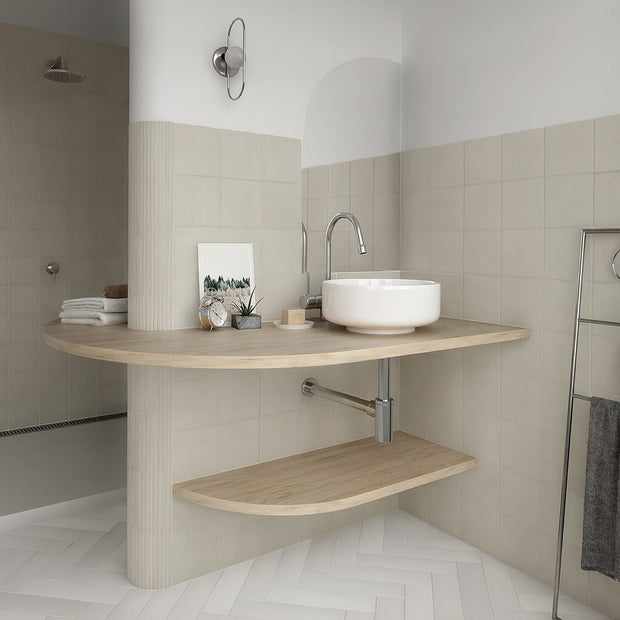 Coastal Vert Matt Ceramic Tiles 132x132mm in a room setting