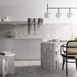 Coco Amber Grey Gloss Porcelain Subway Tiles in a room setting