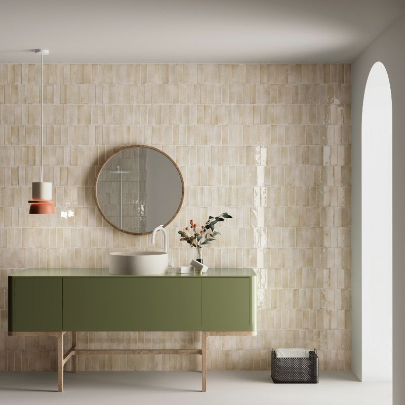 Coco Canvas Gloss Porcelain Subway Tiles in a room setting