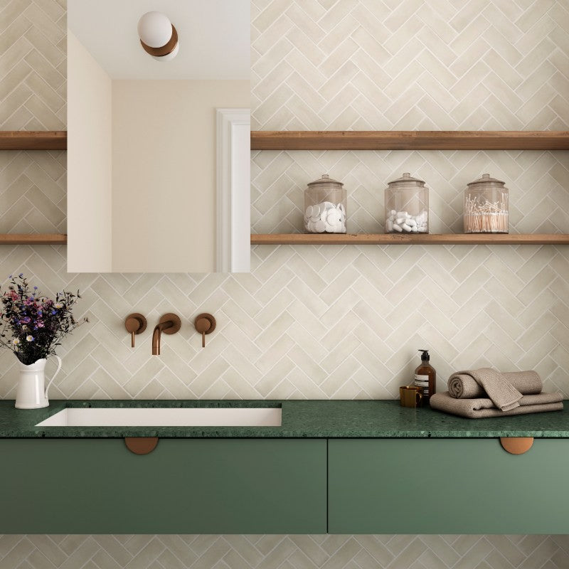 Coco Canvas Matt Porcelain Subway Tiles in a room setting