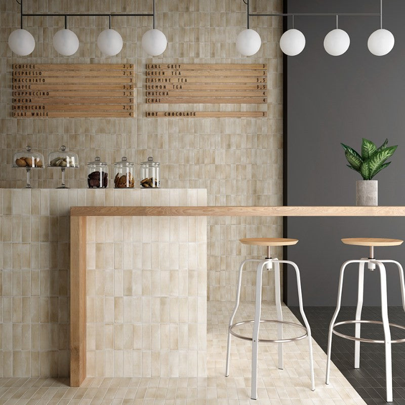 Coco Canvas Matt Porcelain Subway Tiles in a room setting
