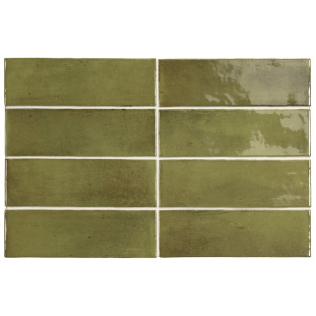 Coco Verde Gloss Porcelain Subway Tiles tile