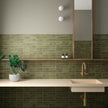 Coco Verde Matt Porcelain Subway Tiles in a room setting