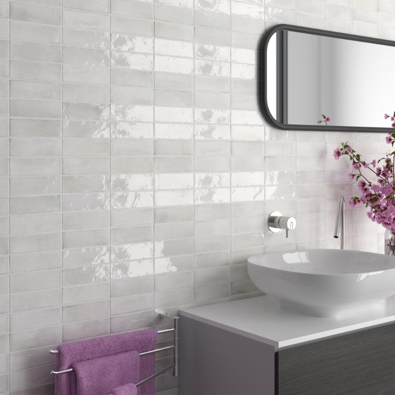 Coco White Gloss Porcelain Subway Tiles in a room setting
