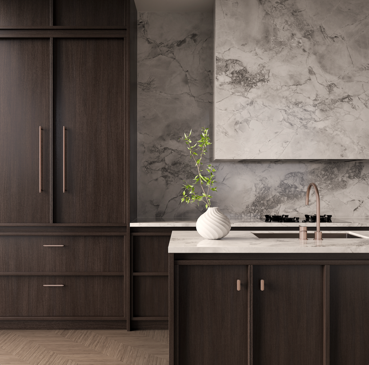 Öppen T-Pull Cabinet Handle (Brushed) - Lustre Bronze