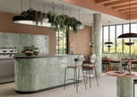 Colors Acquamarine Gloss Porcelain Subway Tiles in a room setting