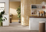 Colors Beige Gloss Porcelain Subway Tiles in a room setting