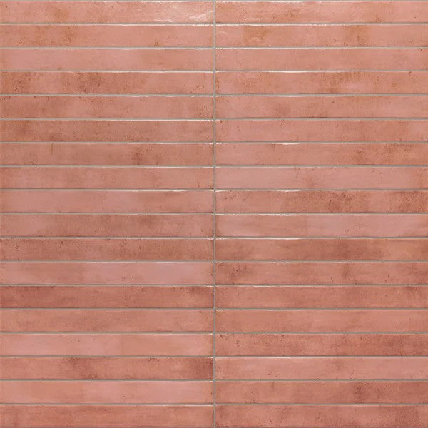 Colors Salmon Gloss Porcelain Subway Tiles in a room setting