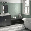 Cottage Jade Gloss Ceramic Subway Tiles in a room setting