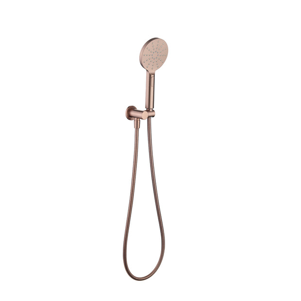 Zenmo Rainjet 3 Function Hand Shower on Bracket with Metal Hose in Champagne Copper
