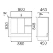 Zenmo Nutro Lux Floor Standing Vanity 900mm line drawing