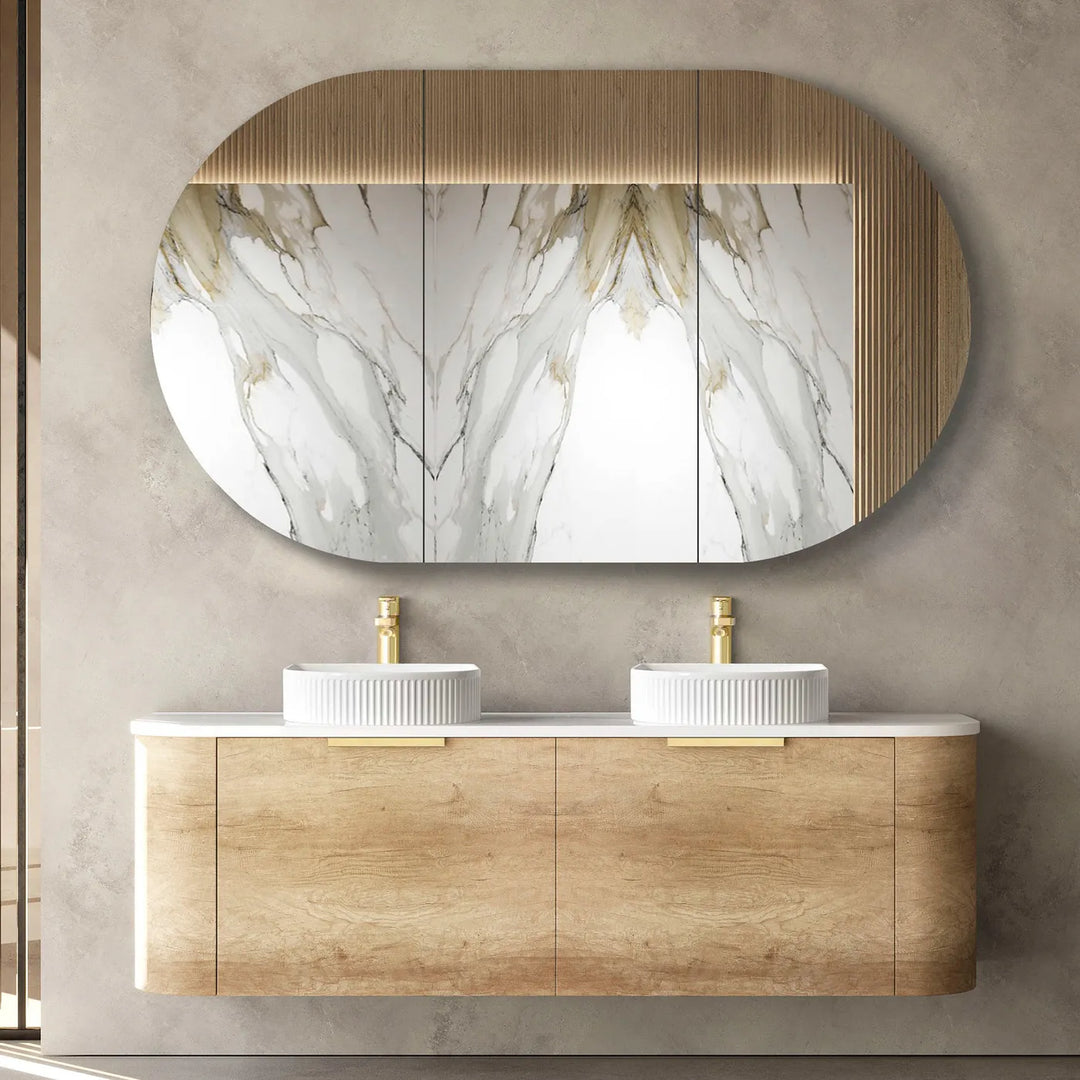 BONDI NATURAL OAK 1500X460 CURVE VANITY BO1500NST-CA-12TH