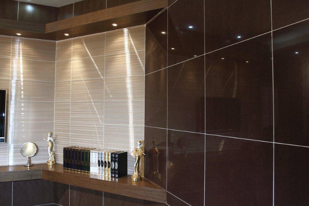 Durastone Choc Honed Porcelain Tiles in a room setting