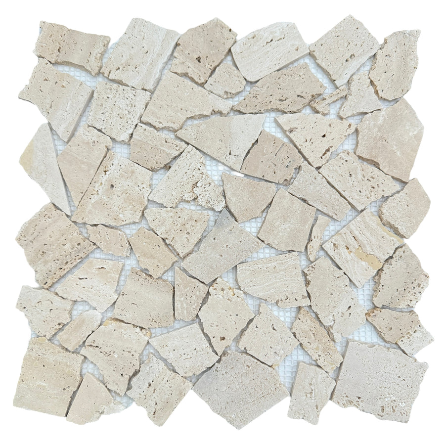 CRAZY ROME TRAVERTINE HONED SHEET SIZE 305X305X10MM - CRAZY ROME HONED