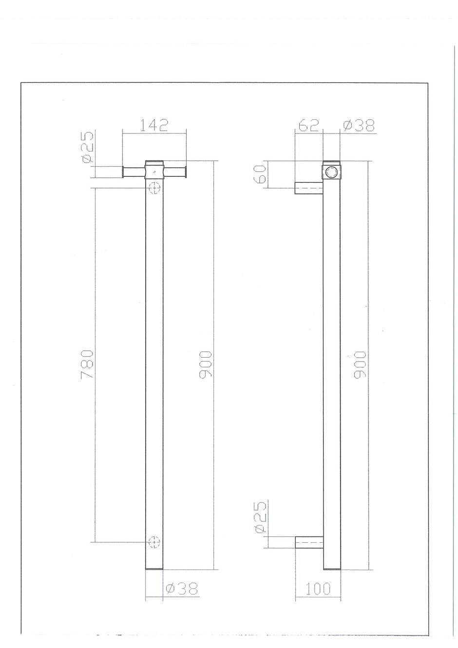 Zenmo Single Bar Heated Towel Rail