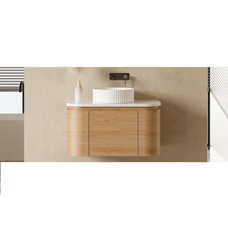 Zenmo Milan Wall Hung Vanity 900mm White Stone Top (basin not included)