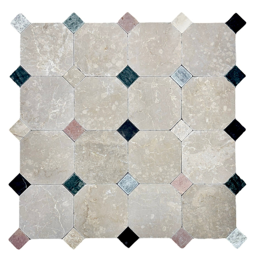 BOTTICINO OCTAGON 150 TUMBLED CHIP SIZE 150X150X10MM DOT SIZE 45X45X10MM - OCTAGON BOTTICINO 150 TUMBLED