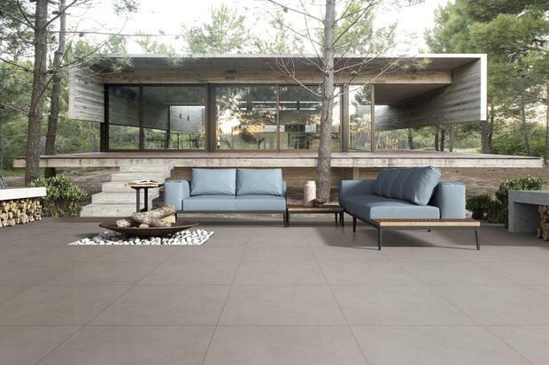 Element Grey Matt Concrete Look Porcelain Tiles 300x600mm in a room setting
