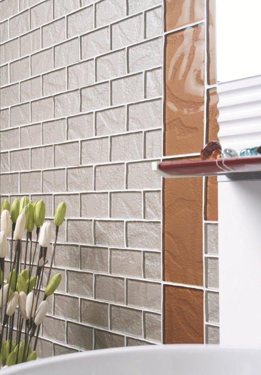 Metallic Steel Glass Mosaic 300x300mm in a room setting