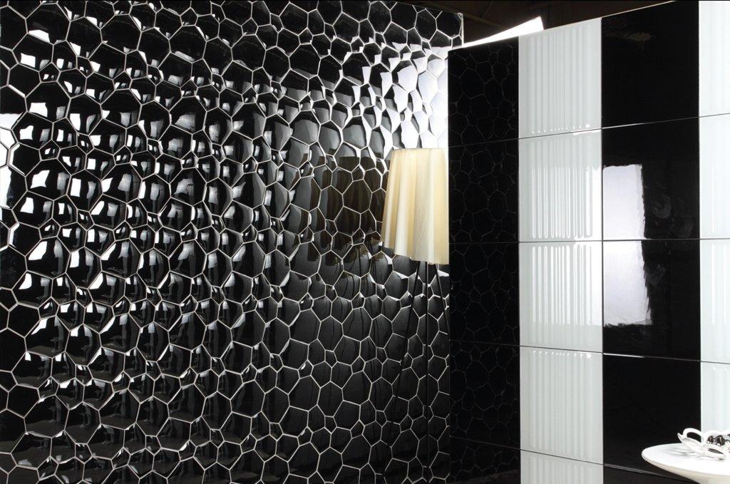 Watercube Nero 3D Crystal Glass Mosaic in a room setting