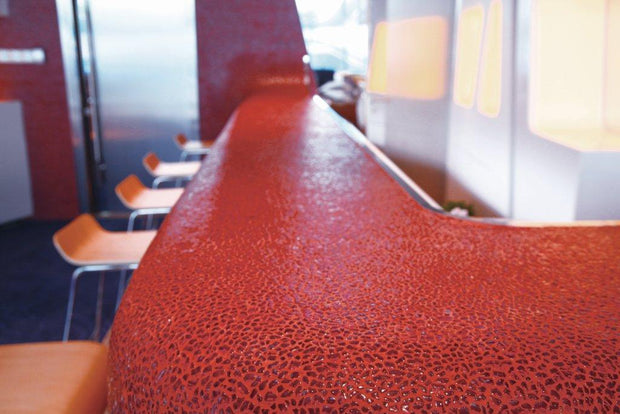 Raindrop Red Crystal Glass Mosaic in a room setting