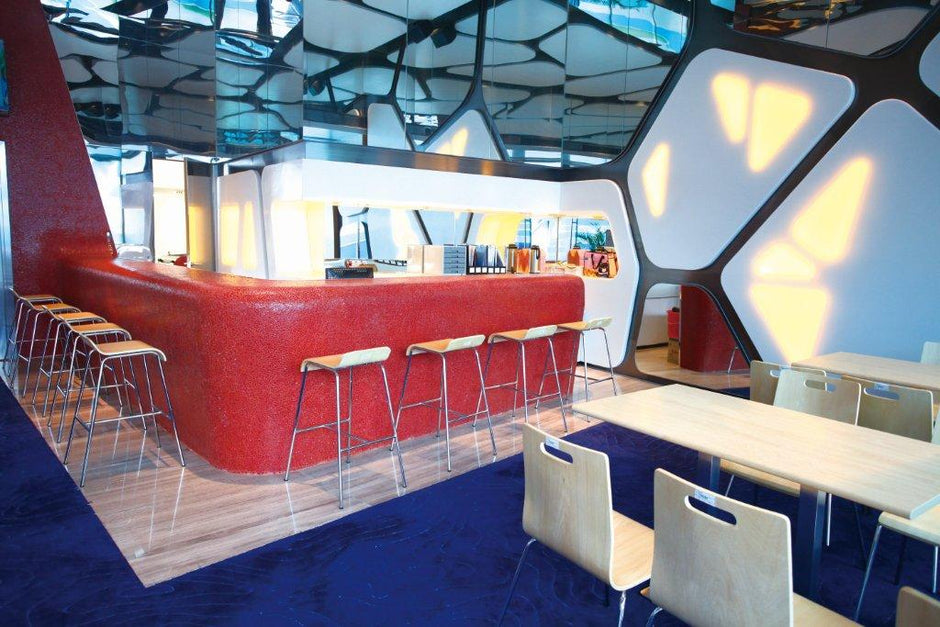 Raindrop Red Crystal Glass Mosaic in a room setting