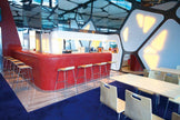 Raindrop Red Crystal Glass Mosaic in a room setting