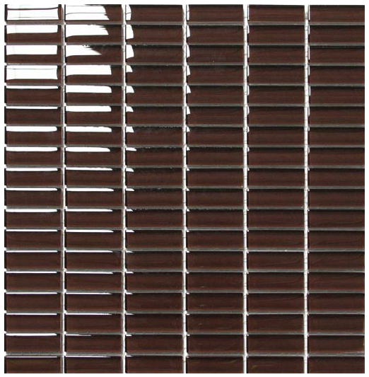 Classic Choc Crystal Glass Mosaic 15x50mm tile
