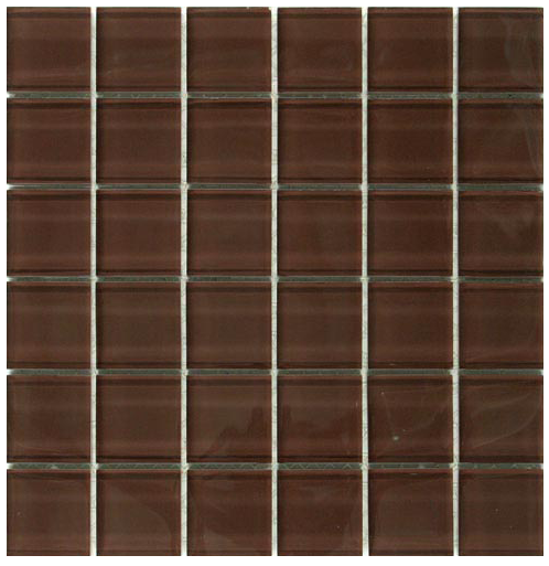 Classic Choc Crystal Glass Mosaic 25x25mm tile