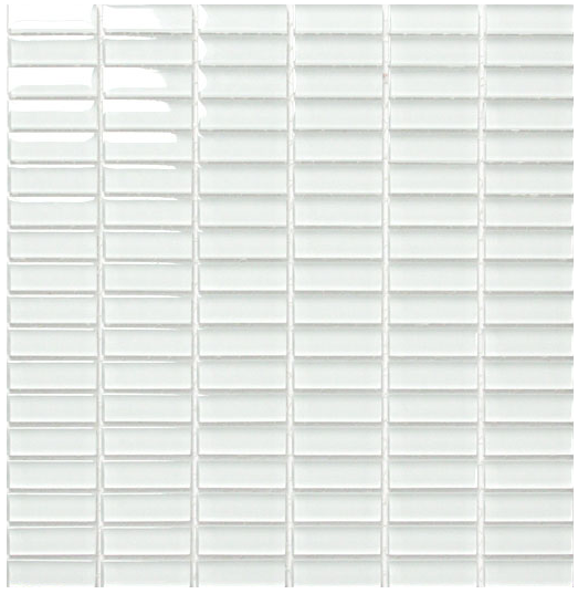 Classic Super White Crystal Glass Mosaic 15x50mm tile
