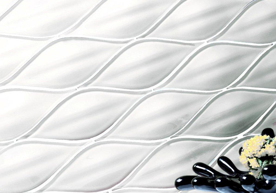 Passion Super White 3D Crystal Glass Mosaic in a room setting