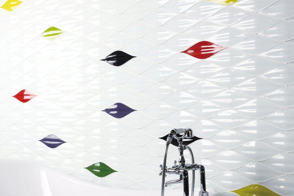 Passion Super White 3D Crystal Glass Mosaic in a room setting